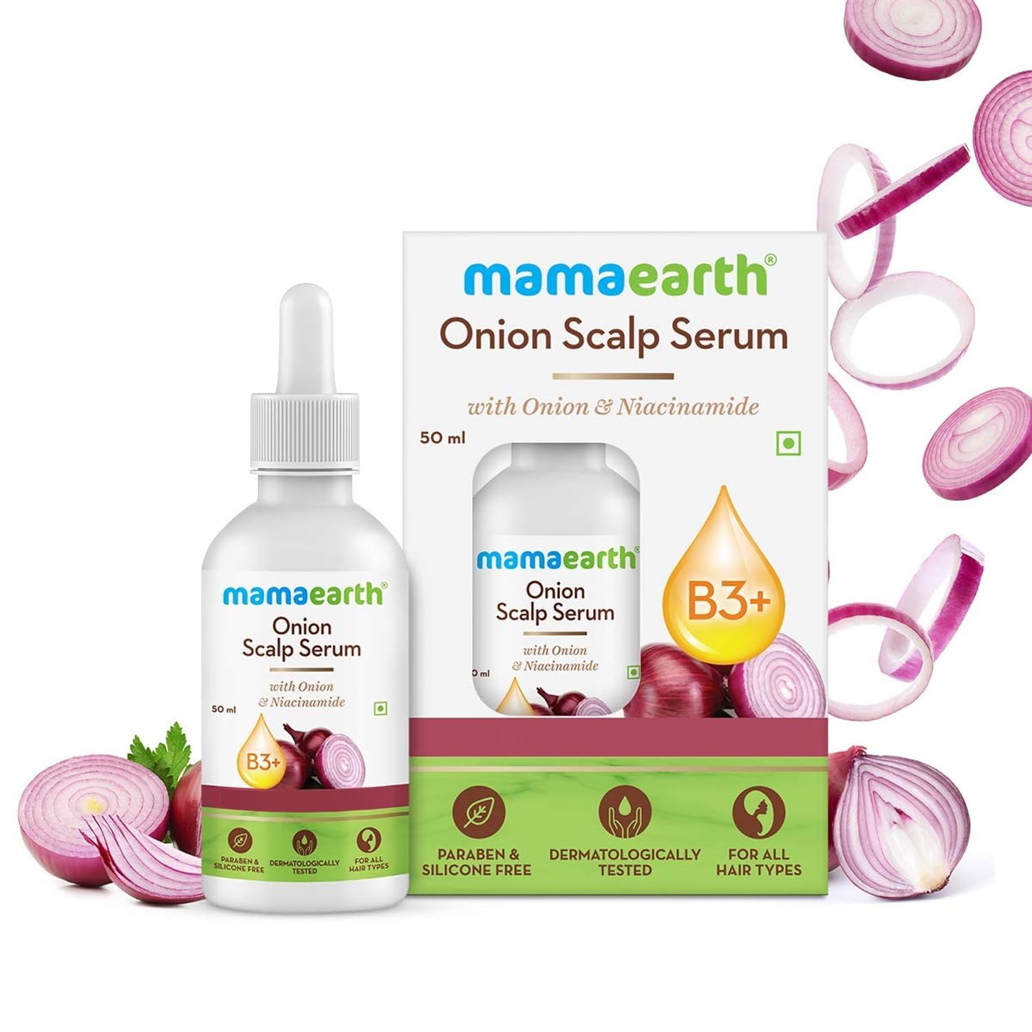 Mamaearth Onion Scalp Serum With Onion Oil and Niacinamide | For Healthy Hair Growth | 50ml