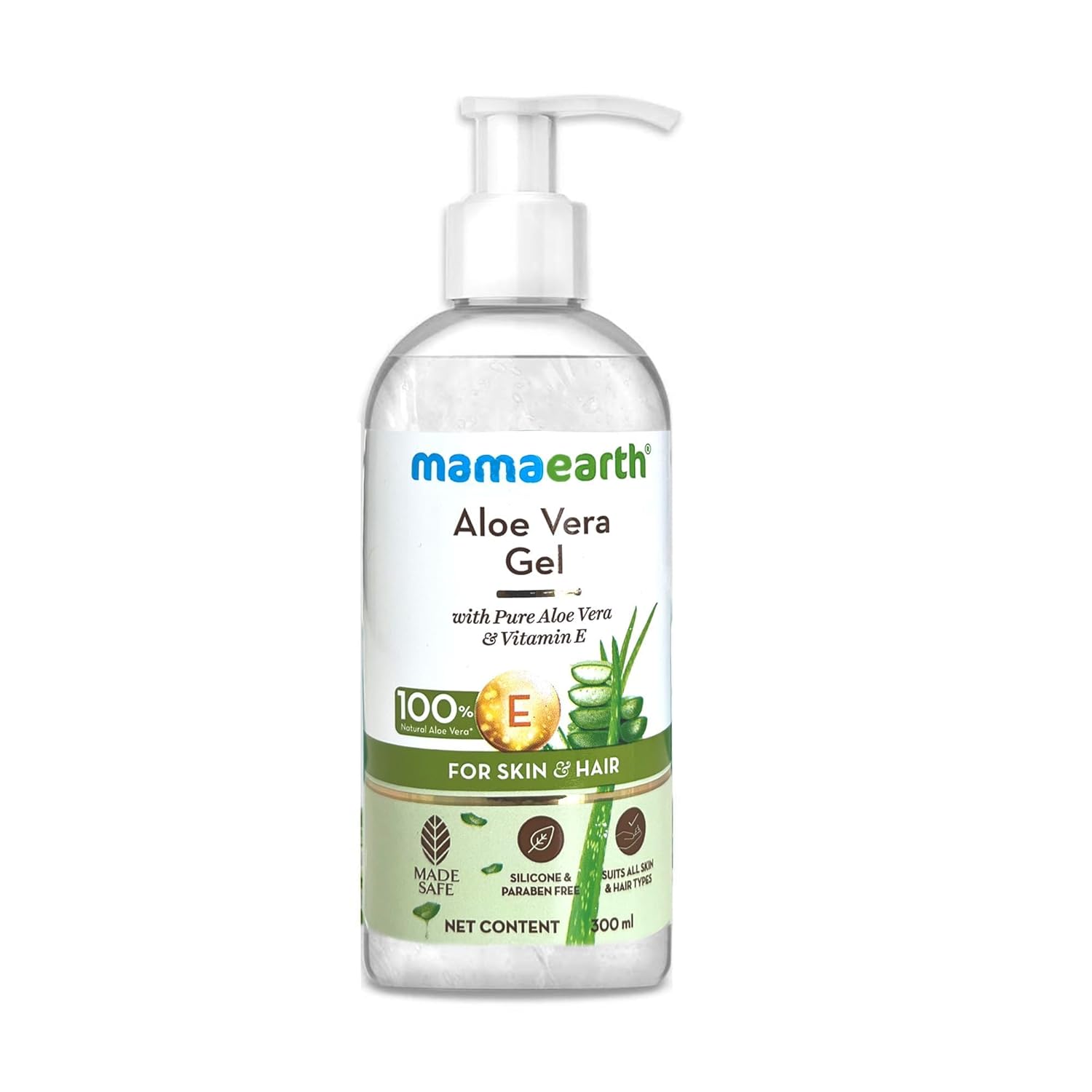 Mamaearth Aloe Vera Gel for Skin & Hair | With Pure Aloe Vera & Vitamin E | Hydrates Skin | Soothes Irritated Skin | Keeps Scalp Healthy | For Men & Women | 300 ml