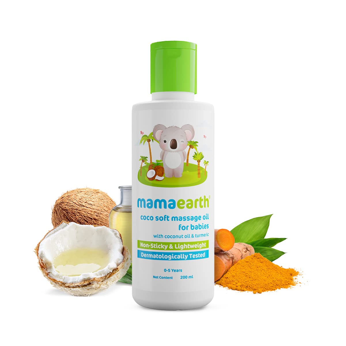Mamaearth Coco Soft Massage Oil For Babies - 200 ml | Infused with Coconut Oil and Turmeric | Deeply Moisturizes Skin, Soothes Itchiness, Non-Sticky, Dermatologically Tested Baby